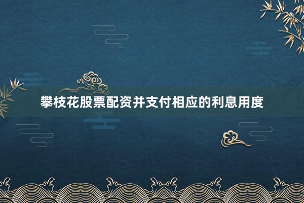 攀枝花股票配资并支付相应的利息用度