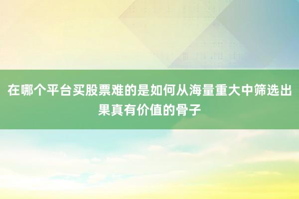在哪个平台买股票难的是如何从海量重大中筛选出果真有价值的骨子