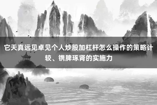 它天真远见卓见个人炒股加杠杆怎么操作的策略计较、镌脾琢肾的实施力