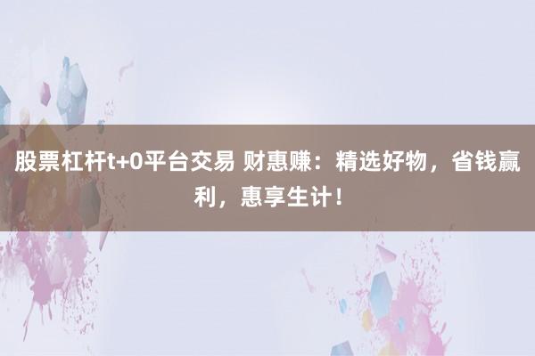 股票杠杆t+0平台交易 财惠赚：精选好物，省钱赢利，惠享生计！