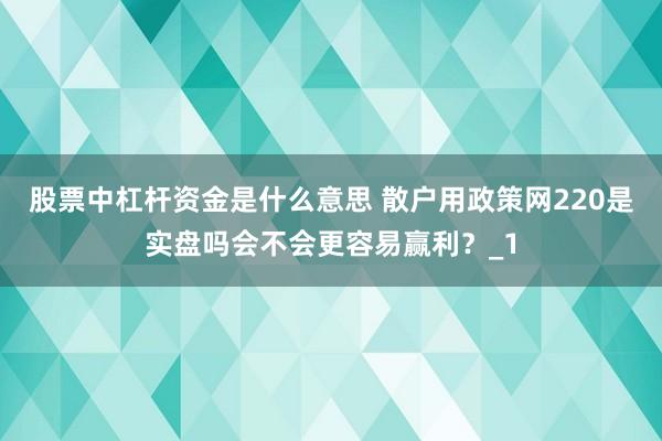 股票中杠杆资金是什么意思 散户用政策网220是实盘吗会不会更容易赢利？_1